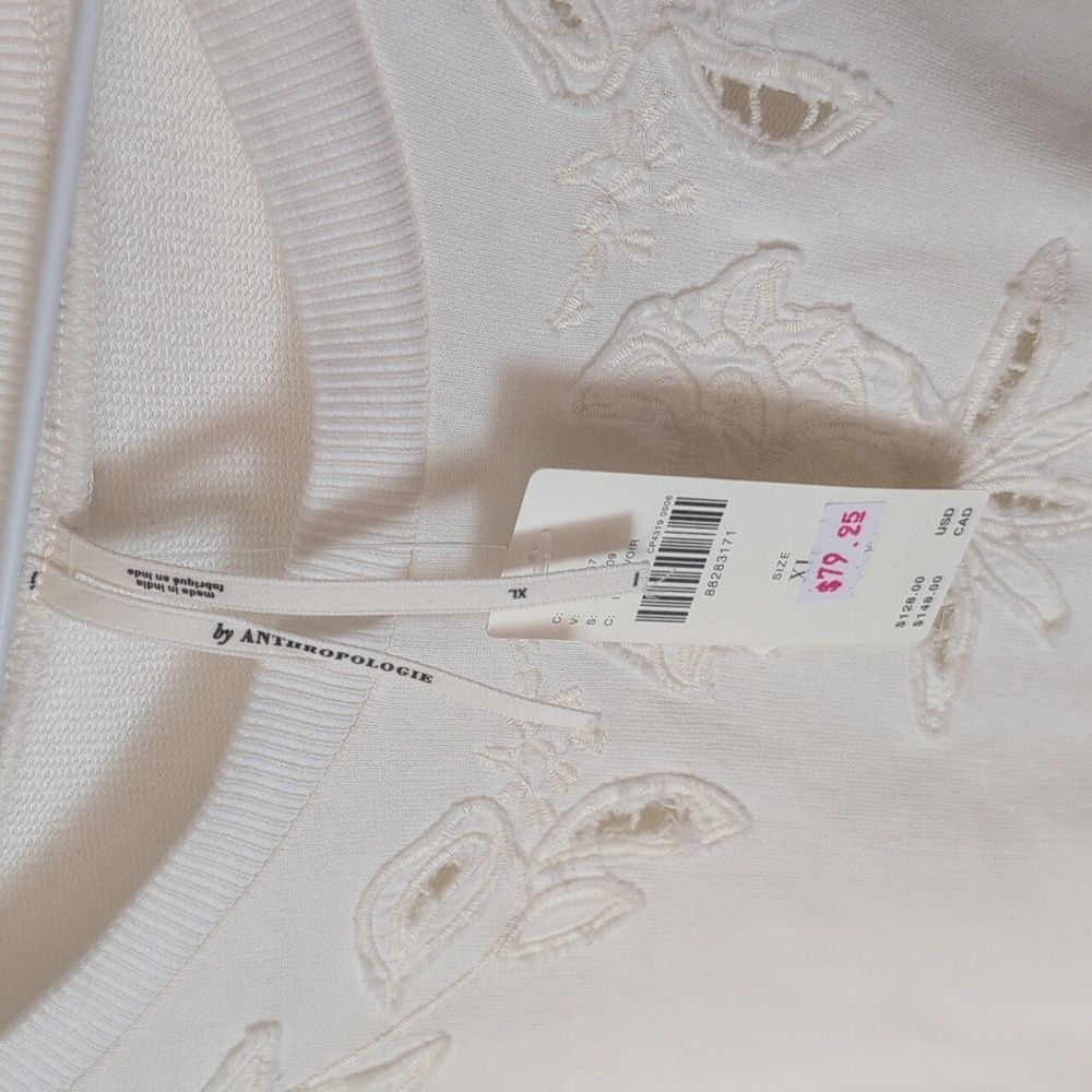 by Anthropologie Embroidered Cutwork Sweatshirt - Picture 3 of 8
